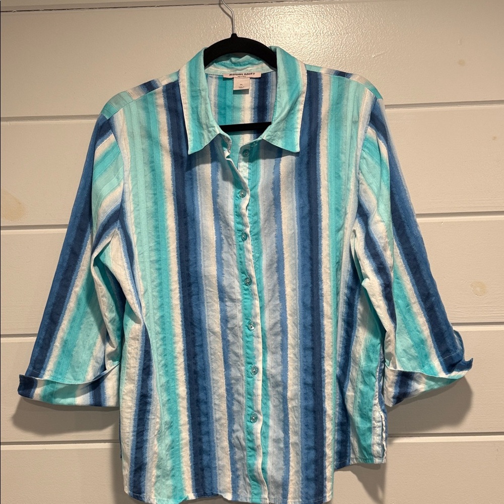 Allison Daley Blue Striped Blouse